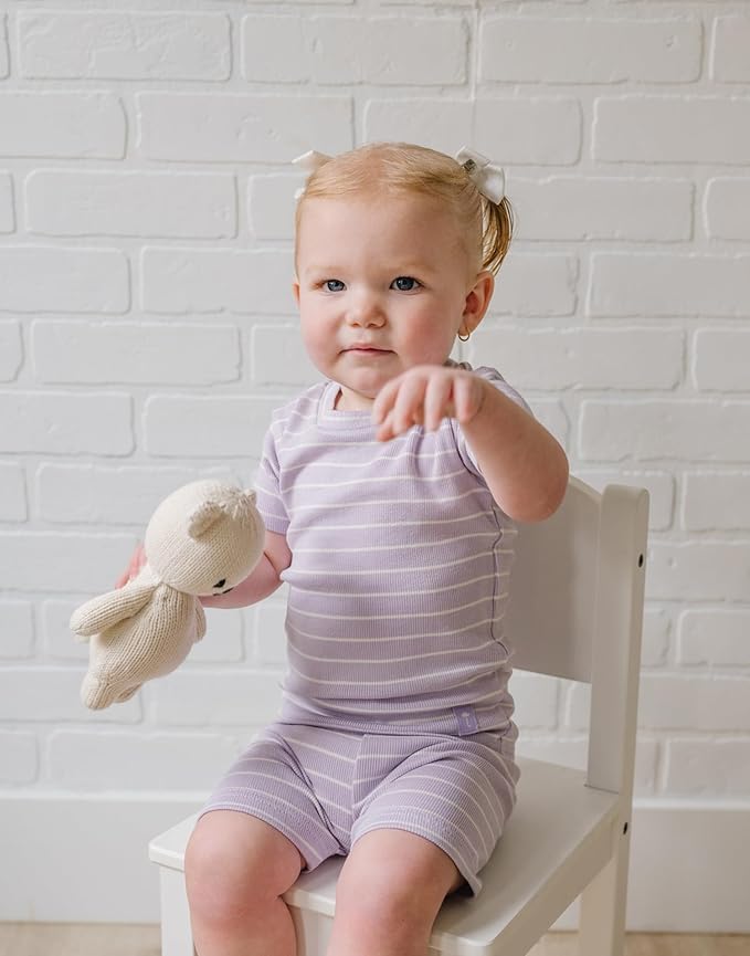 moimoln Stripe Pajamas Set 12M-8Y Ribbed Unisex Baby & Toddler, Soft Viscose, Snug-Fit, Everyday Sleepwear