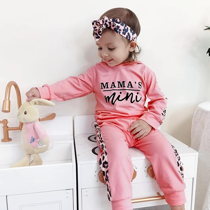 Yvowming Newborn Baby Girl Clothes Outfits Infant Hoodie Sweatshirt Pants Headband Toddler Girl Clothing Set