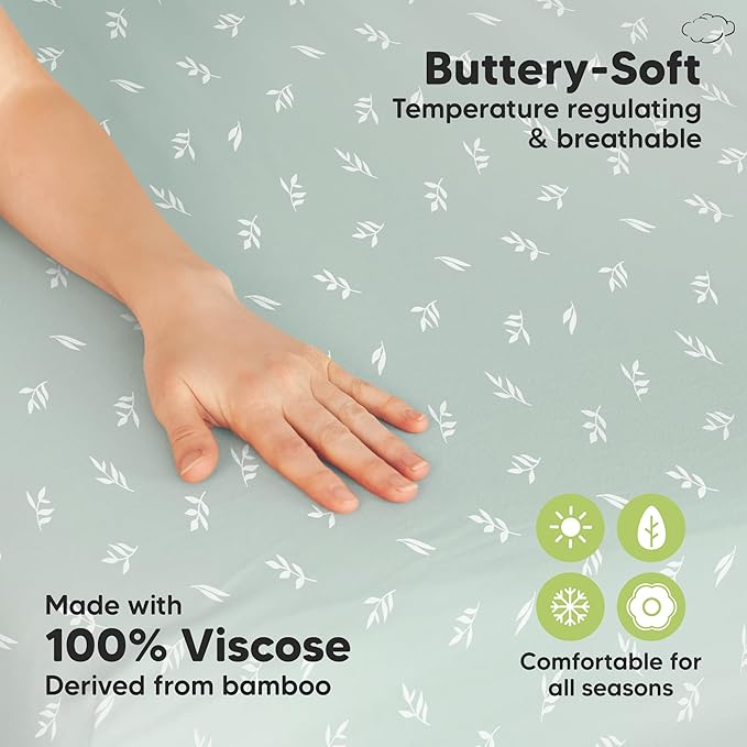 Pack and Play Sheets Fitted - 2-Pack Mini Crib Sheets for Pack N Play Mattress 38x26, Soft & Cozy, Neutral Toddler Playard Bedding, Snug Fitted Mini Baby Crib Mattress Cover Boy, Girl (Prairie)