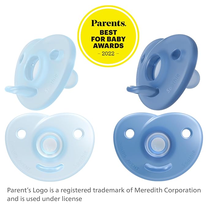Philips AVENT Soothie Heart Pacifier, Blue/Light Blue, 0-3 Months, 4 Pack, SCF099/41