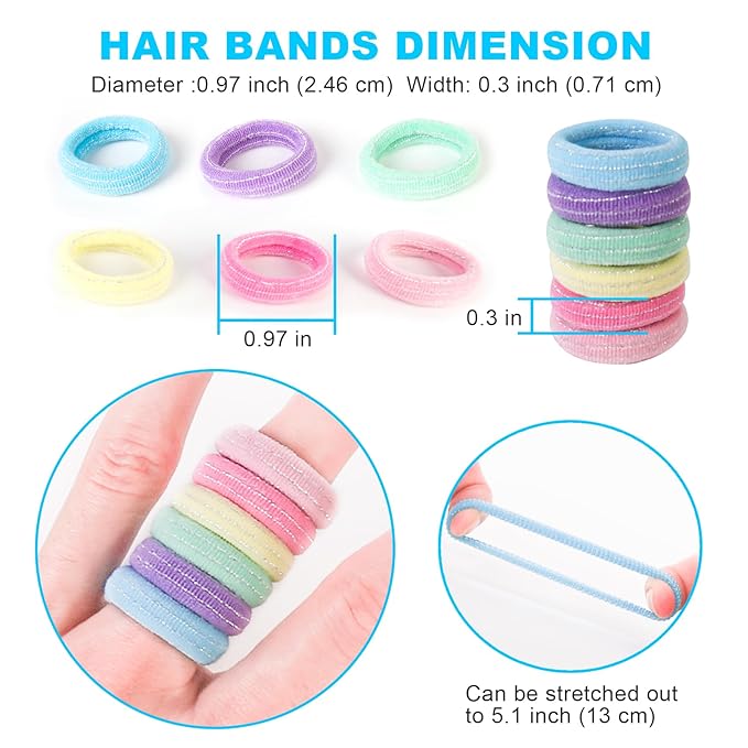 Mini Hair Ties for Baby Girls, Seamless Kids Girls Hair Ties Bands, Soft Small Baby Ponytail Holders, Toddler Elastic Hair Holders No Damage, 5 Colors