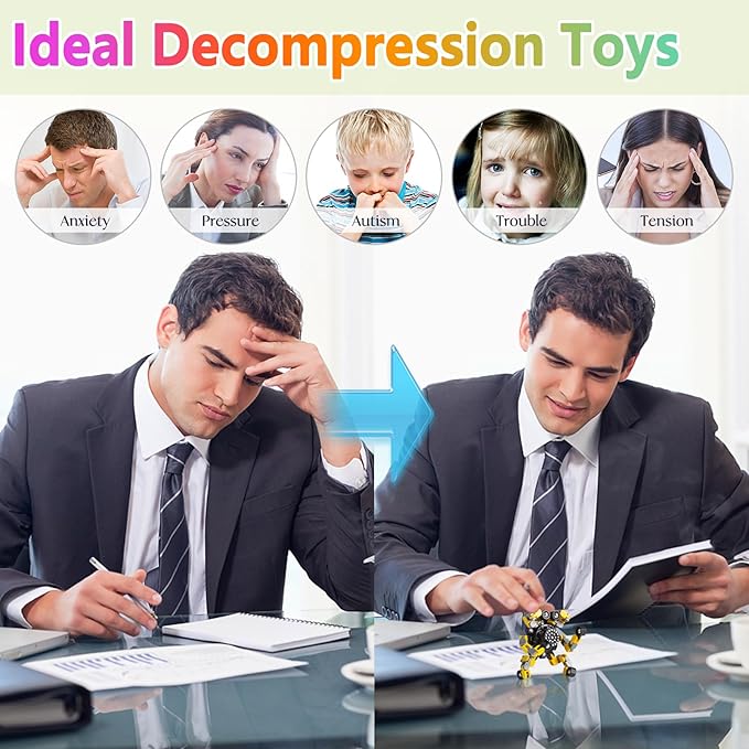 Valentines Day Gifts Transformable Fidget Spinners Toys 4 Pcs for Kids and Adults Stress Relief Sensory Toys for Boys and Girls Age 8-13 Fingertip Gyros Easter Basket Stuffers for Teens