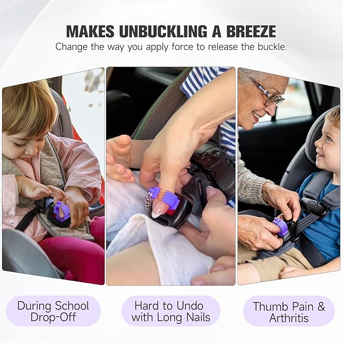 MORLIKE LIVING Silicone Buckle Release Tool, Unbuckle Assistant, Easy Buckle Release Aid for Parents and Caregivers to Unbuckle (Purple-Grey)