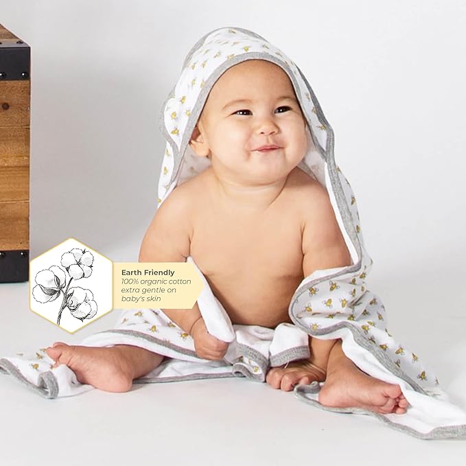 Burts Bees Baby Infant Hooded Towels, Unisex Bath Essentials and Newborn Necessities, Soft Nursery Towel with Hood Set, Size 29 x 29 Inch