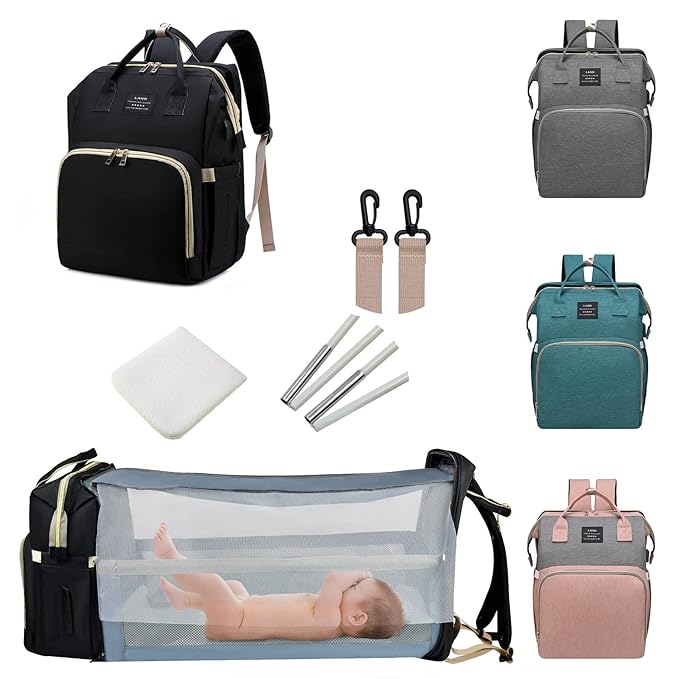 Baby Diaper Bags with Changing Station,Waterproof Diaper Bag Backpack for Moms Dads with USB Charging Port,Large Capacity Multifunctional Baby Essentials(Black)