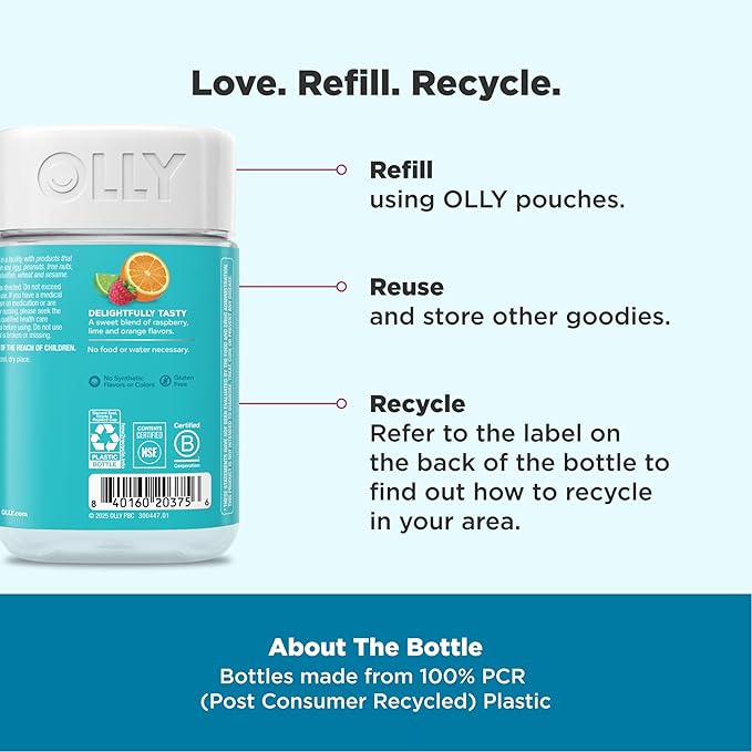 OLLY Kids Chillax Gummy, for a Calm and Relaxed Mood*, Magnesium, L-Theanine, Lemon Balm Extract, Chewable Supplement, Sherbet Flavored, 35 Day Supply - 70 Count (Packaging May Vary)