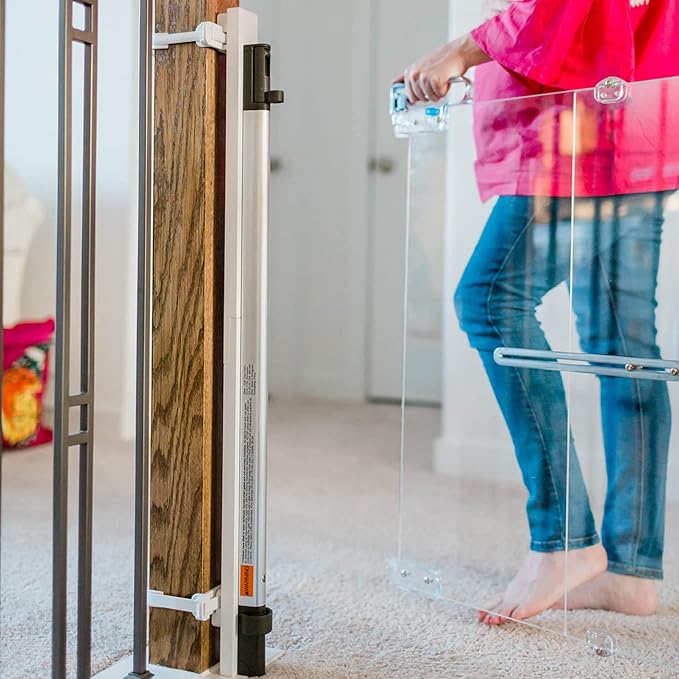 Qdos Safety Crystal Designer Baby Safety Gate - Meets Tougher European Standards - Modern Design and Unparalleled Safety - Beauty & Safety Together at Last - Simple Installation | Hardware Mount