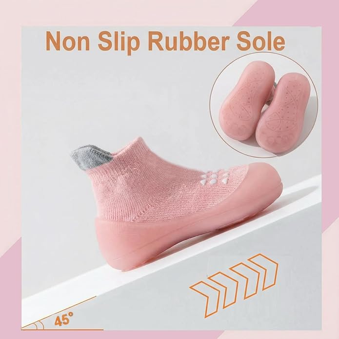 Hstyle Baby Sock Shoes Toddler Walking Shoes Infant Non-Slip Slippers Soft Rubber Sole Sneakers for Baby Boys Girls