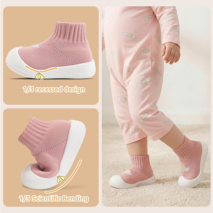 STQ Baby Socks Shoes Toddler Wide Toe Box Non-Slip Slippers Infant Walking Shoe Soft Baby Boys Girls Lightweight Sneakers