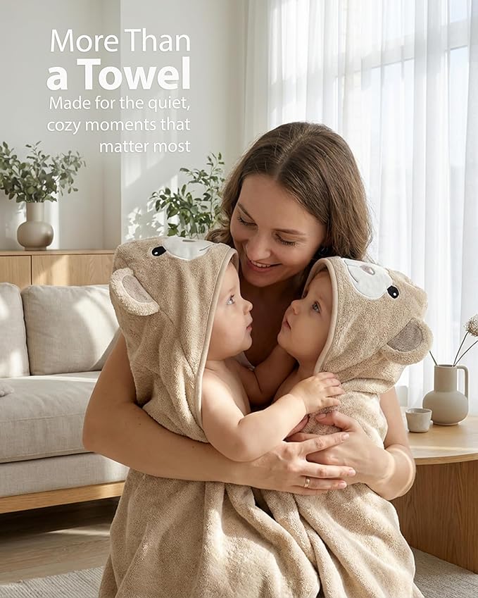 MINIBOO Hooded Baby Towels for Newborn - Super Soft Baby Bath Towels with Hood, Highly Absorbent Viscose Made from Bamboo Hooded Towel for Infant, Toddler and Kids, Baby Essentials