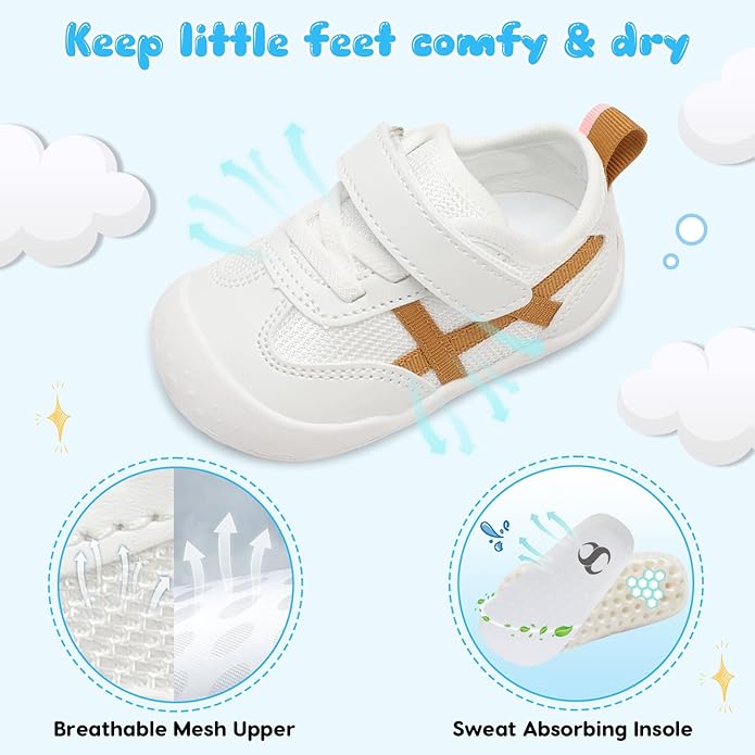 Scurtain Baby Shoes Boy Girl First Walking Shoe Infant Crib Breathable Sneakers Lightweight Barefoot Shoes for Babies