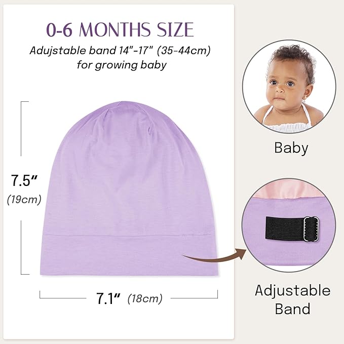 OLESILK Silk Baby Bonnet for 0-6 Months - 100% Mulberry Silk Toddler Hair Bonnet, Adjustable Night Cap for Sleeping