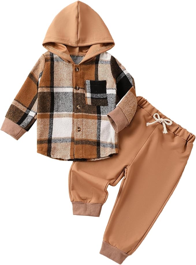Toddler Baby Boy Hoodies Fall Clothes Waffle Contrast Color Sweatshirt Pant Set Infant Clothes 6 12 18 Months 2T 3T