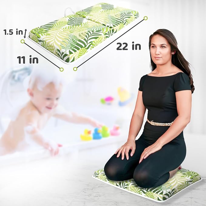 Sleepah Bath Kneeler and Elbow Kneeling Rest Pad Set for Baby Bathing – Waterproof Soft Memory Foam Mat Organizer Babies & Toddler Bathing Time Toys Sponge (Foral)