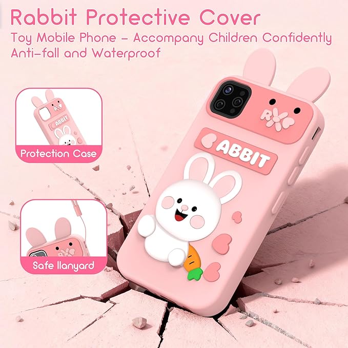 Kids Smart Phone Toy - Toddler Cell Phone 2.8" Touchscreen Dual Camera with 20 Puzzle Games, Safe No WiFi for Kids 3-6, Educational Play Phone, Durable for 5 Year Old Boys Girls (Pink)
