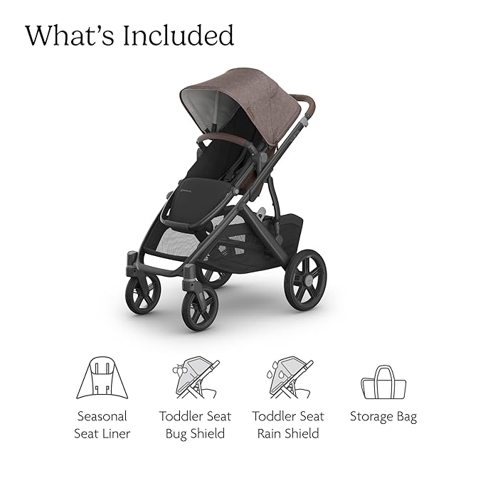 UPPAbaby Vista V3 Convertible Single-to-Double Stroller for Baby & Toddler, 30+ Configurations, Travel System Compatible, All-Wheel Suspension, XL Basket – Owen (Mocha Mélange/Carbon Frame)