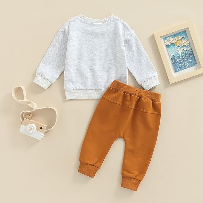 Baby Boy Fall Clothes Set Long Sleeve Crewneck Sweatshirts Pants Cute Infant Newborn Outfits 6 12 18 24 Months 2T