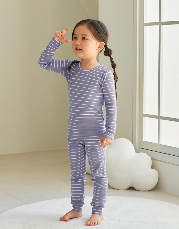 moimoln Stripe Pajamas Set 12M-8Y Ribbed Unisex Baby & Toddler, Soft Viscose, Snug-Fit, Everyday Sleepwear