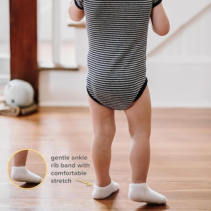 Burt's Bees Baby Baby Girls' Ankle Socks with Non-Slip Grips (6-Pack)