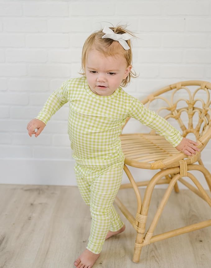 moimoln Baby Toddler Pajama Set Snug-Fit Cotton Modal Sleepwear, Leopard, Check & Solid Mix (6M-8Y, 1/2 Pack)