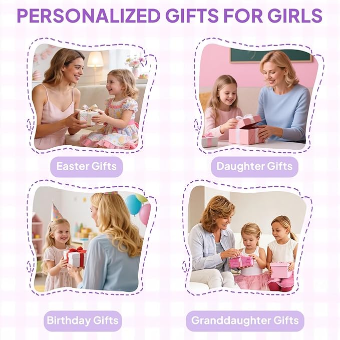 YOOLIFE Birthday Gifts for 2 3 4 5 6 7 8 Year Old Girls Kids, Small Initial Sling Bag for Girls Crossbody Bag Toddler Purse, Initial Fanny Pack for Little Girl, Cute Monogram Sling Bags, Purple (B)