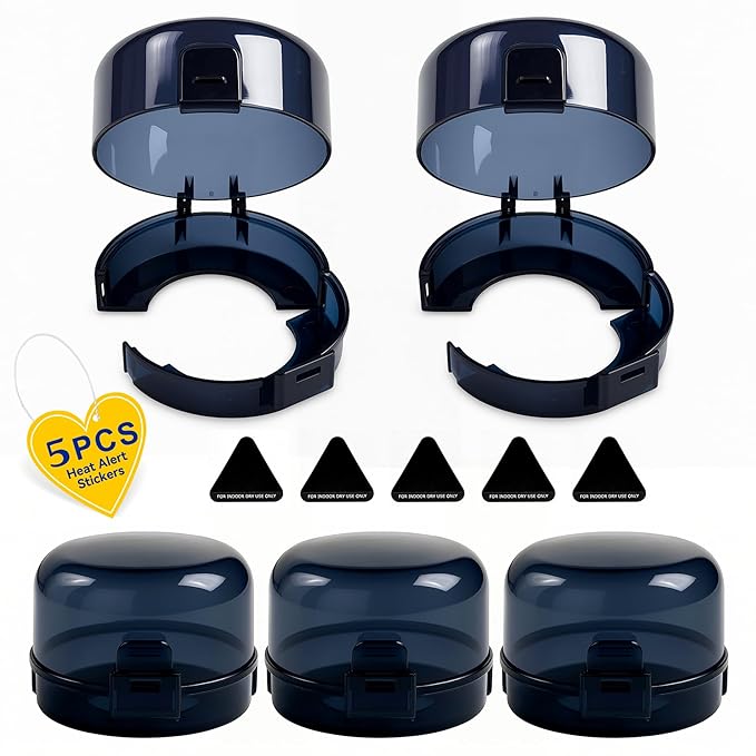 Stove Knob Safety Covers, 5Pcs Fits 90% Oven/Stove 5 Heat Alert Stickers Oven Knob Covers for Child Safety, 2nd Gen Kitchen Burner Childproofing, Gas Stove Knob Locks for Kid Baby Pet (Black)