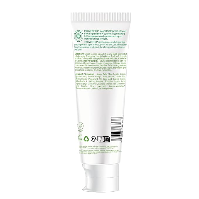 Attitude Fluoride-Free Toothpaste, Plant- and Mineral-Based Ingredients, Vegan, Cruelty-Free and Sugar-Free, Coconut and Mint 4.2 Oz