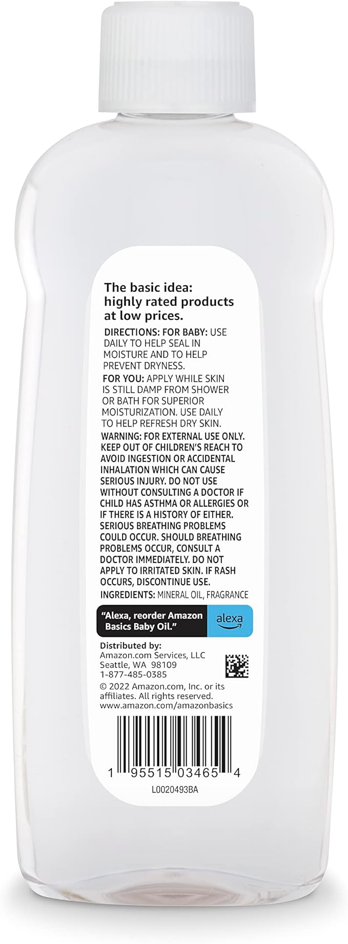 Amazon Basics Baby Oil, Soothing Lavender Scented, Prevents Moisture Loss, 14 Fluid Ounce, 1-Pack (Previously Solimo)