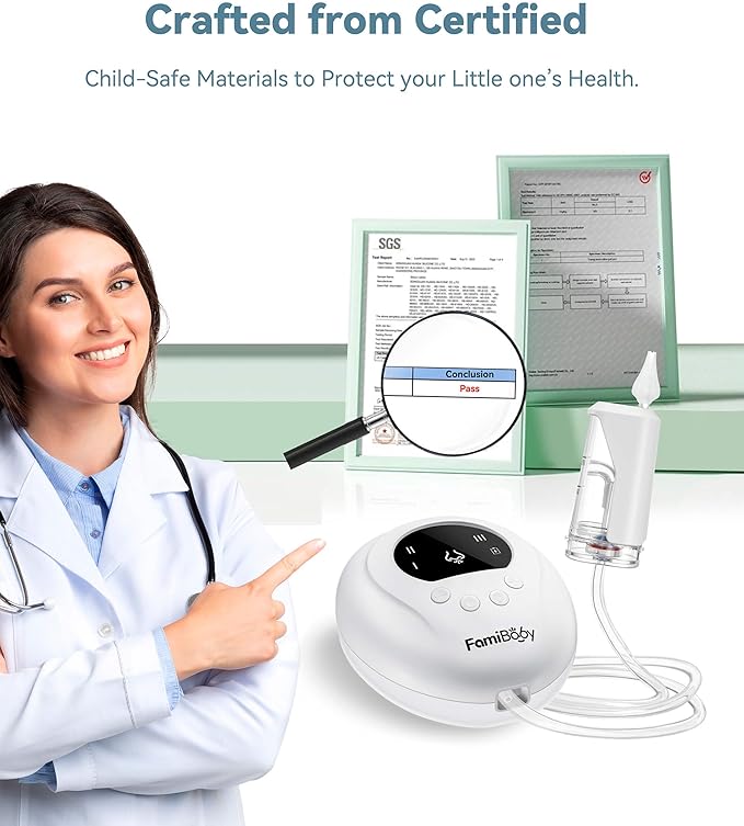 Electric Nasal Aspirator for Babies and Toddlers | Baby Nose Sucker with 3 Suction Levels | Easy-to-Clean Nose Aspirator for Babies | Portable Booger Sucker