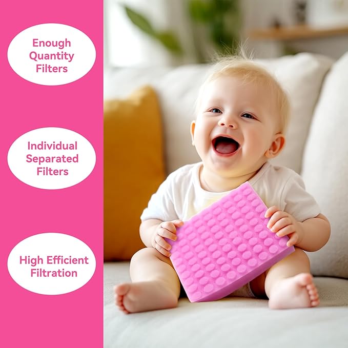 Replacement for NozeBot Electric Baby Nasal Aspirator Filters, 90Pcs Baby Nose Cleaner Hygiene Filters with Nose Cleaning Tweezer for Infants and Toddlers Boys Girls (Purple)