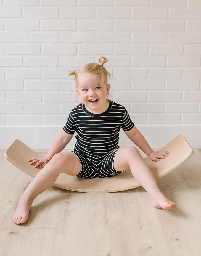 moimoln Stripe Pajamas Set 12M-8Y Ribbed Unisex Baby & Toddler, Soft Viscose, Snug-Fit, Everyday Sleepwear