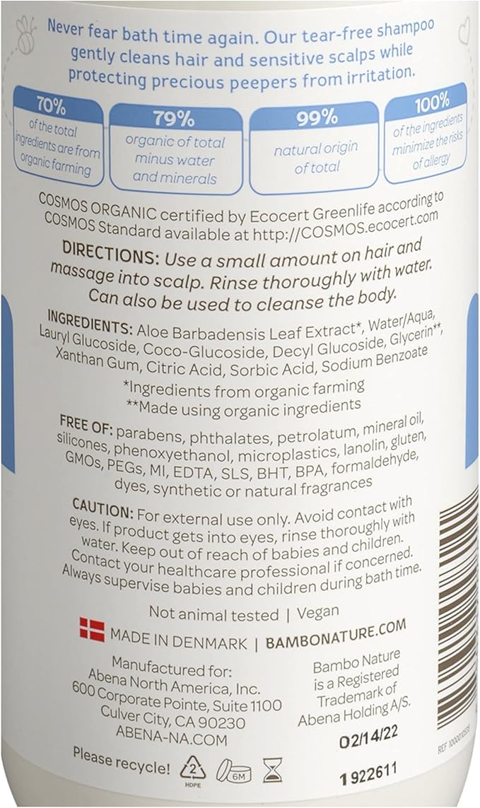 Bambo Nature Tear Clear Baby Shampoo, 16.9 fl oz Bottle, 1 Count