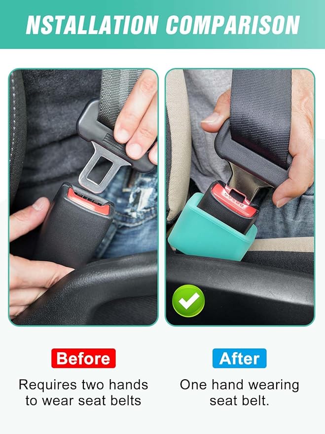 2 PCS Seat Belt Buckle Holder, Silicone Seatbelt Buckle Booster to Makes Receptacle Stand Upright for Easy Access (Mint Green)
