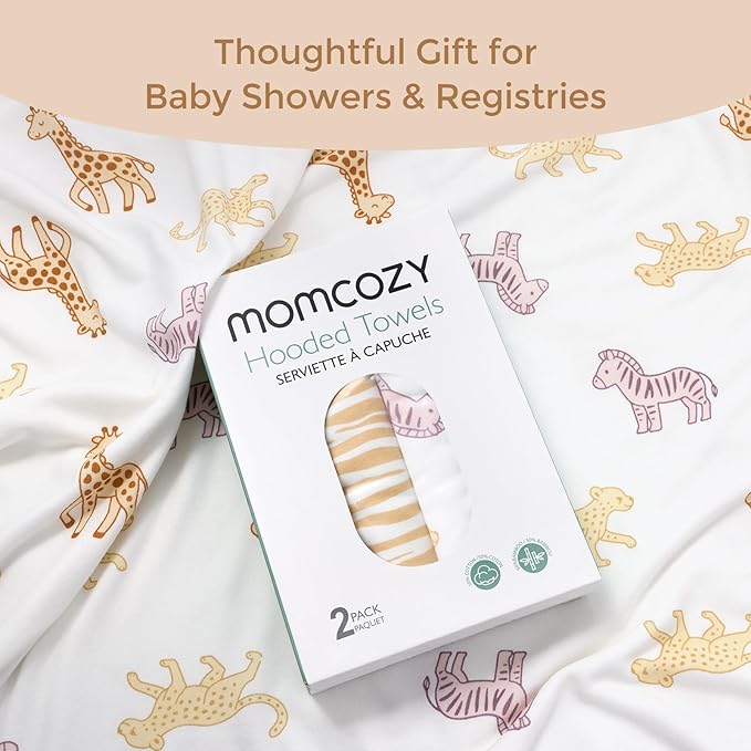 Momcozy Baby Towel with Hooded - Ultra Soft & Absorbent Large Bath Towel Set for Comfort & Gentle on Baby's Skin - Shower Gift & Bath Essential & Baby Registry Search for Newborn,Infant,Toddler,Kids