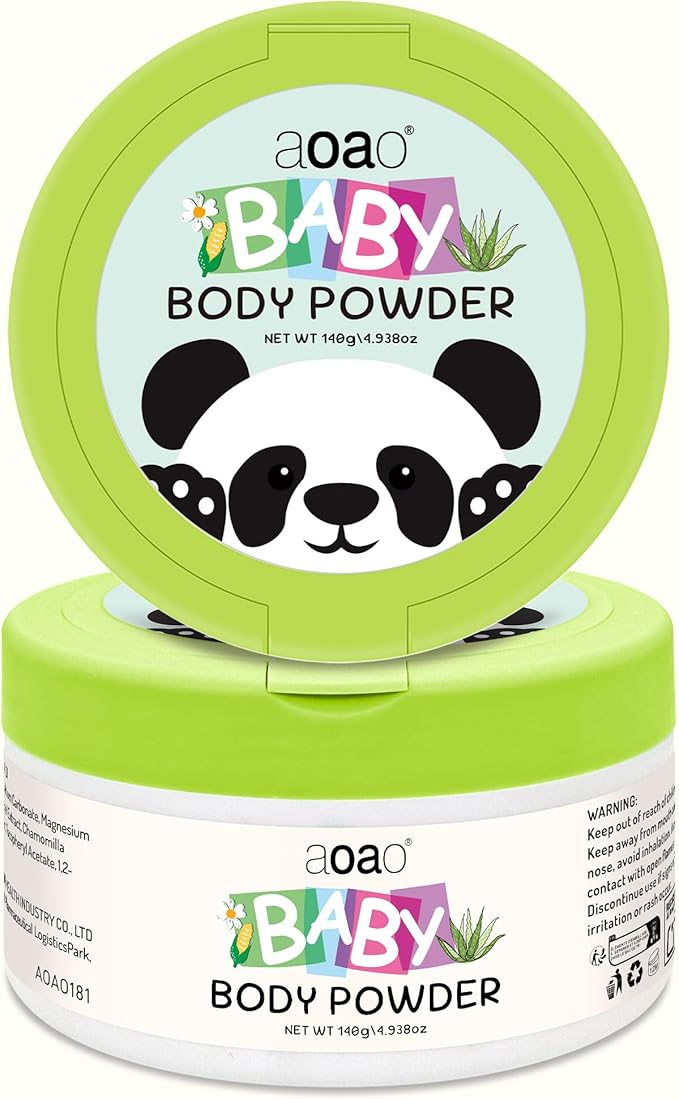 Plant-Based Baby Powder with Puff, Talc-Free Cornstarch Blend with Protect Zinc Oxide & Soothe Aloe, Help Prevent Diaper Rash, Gentle Absorption for Diaper Area, Sensitive Skin & Chafe Protection, 5oz