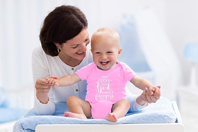 AW Fashions I'm Proof That God Answers Prayers Baby Bodysuit Cute Newborn Boy Funny Rompers Girl Clothes