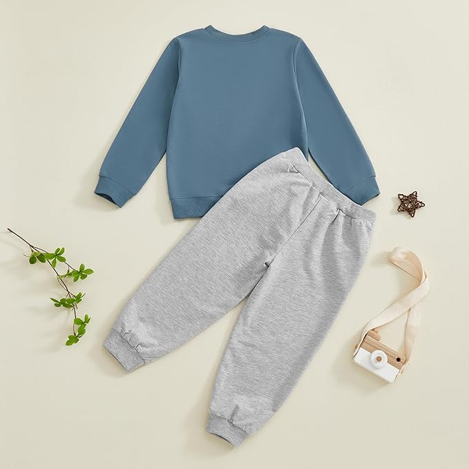 wdehow Toddler Baby Boy 2Pcs Outfits Letters Print Pullover Tops + Drawstring Pants Set Fall Winter Clothes
