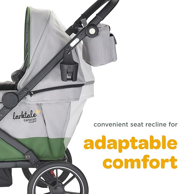Larktale Caravan Coupe V2, Byron Black - Compact Stroller/Wagon for Kids & Babies - Seats up to Two with 147 lbs. Total Weight Capacity - Dual Sun Canopies, Reclining Seats - 2024 Version