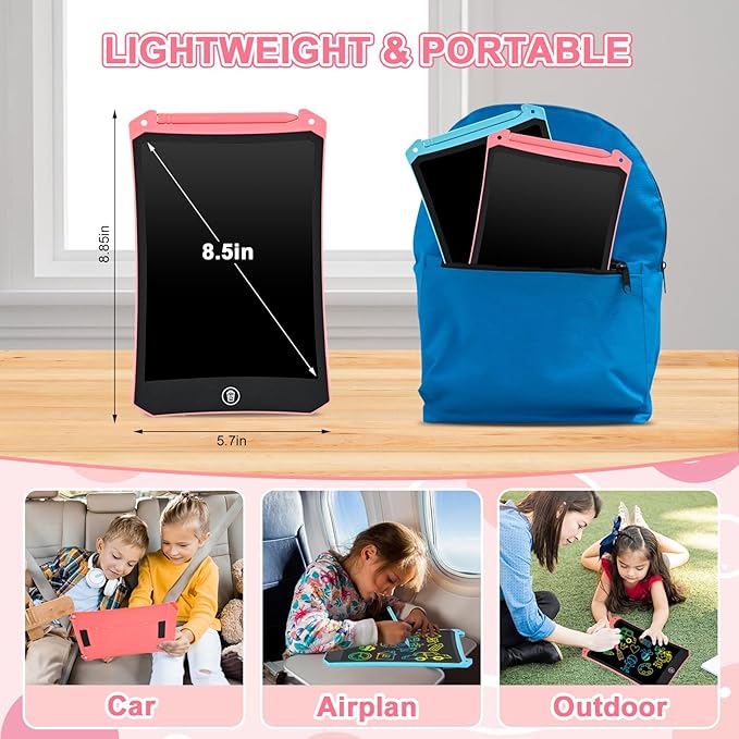 cimetech Toddler Girl Gifts Valentines Day, LCD Writing Tablet 2 Pack, Kids Toys for 3 4 5 Year Old Boys Girls, 8.5 Inch Coloring Books, Travel Essentials Activities, Birthday Gifts Toddler Age 1-3