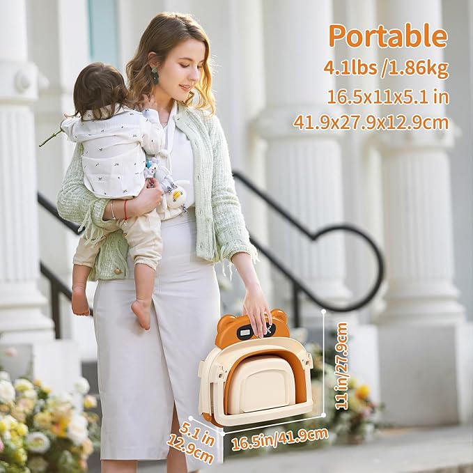 Collapsible Baby Bathtub for Newborn to Toddler (0-18 Months) - Foldable Baby Bath Tub with Soft Towel, Newborn& Infant Bathtub for Travel and Outdoor, Brown