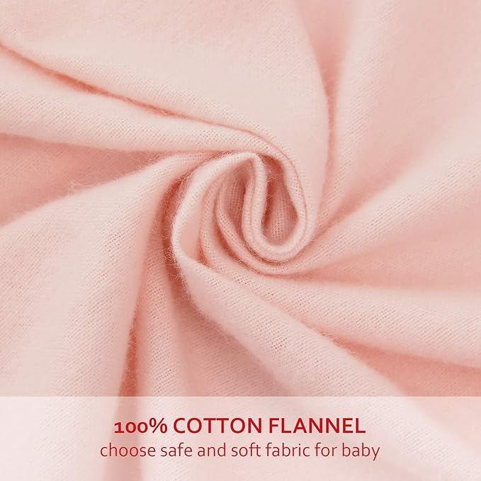 Pack n Play Sheets Girl, 100% Cotton Flannel, Fitted Portable Mini Crib Sheet for Girls Boys, Ultra Soft Breathable Convertible Playard Mattress Cover, Playard Playpen Sheet, Pink