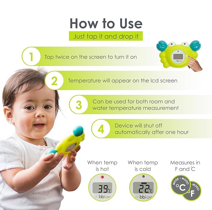 bblüv – Kräb 3-in-1 Bath Thermometer & Bath Toy – Fahrenheit