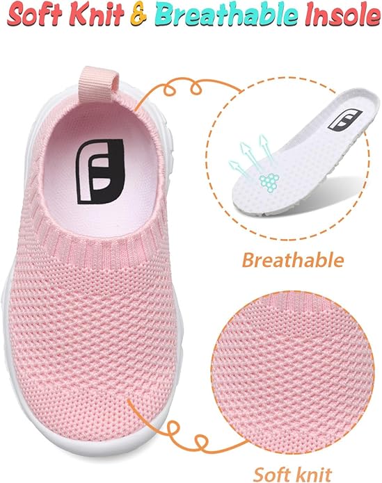 JOINFREE Toddler Boys Girls Sneaker Slip On Shoes Kids Lightweight Breathable Walking Shoes