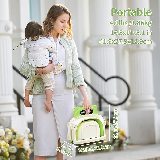 Collapsible Baby Bathtub for Newborn to Toddler (0-18 Months) - Foldable Baby Bath Tub with Soft Towel, Newborn& Infant Bathtub for Travel and Outdoor, Green