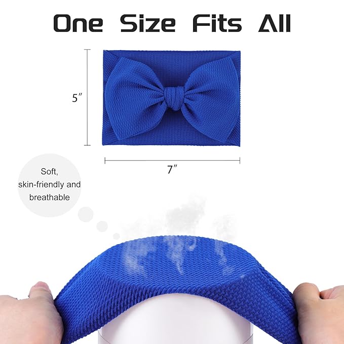 YanJie 3PCS 7'' Baby Girl Headbands Big Bows Soft Infant Toddler Headbands Baby Hair Bows Elastics Hairbands Newborn Kids Red Yellow Blue