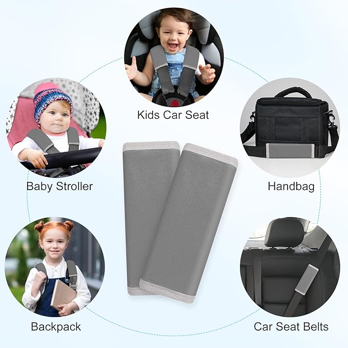 Seat Belt Cover Pad for Baby, Soft Seatbelt Cushion Covers for Kids 2Pcs Car Seat Strap Shoulder Pads for All Car Seats, Stroller, High Chair