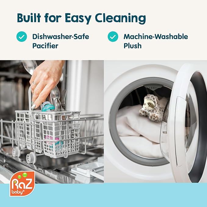 RaZbaby RaZbuddy JollyPop Pacifier Holder w/ Removable Baby Pacifier - 0m+ - BPA Free - Penguin