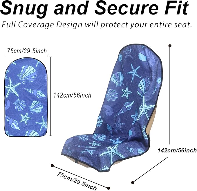 Sweat Towel Car Seat Cover Protector Front Seats for Gym Workout, Running, Swimming, Beach and Hiking, Waterproof Universal Seat Cover for Car, Truck, Van & SUV (2pcs Front Seat)