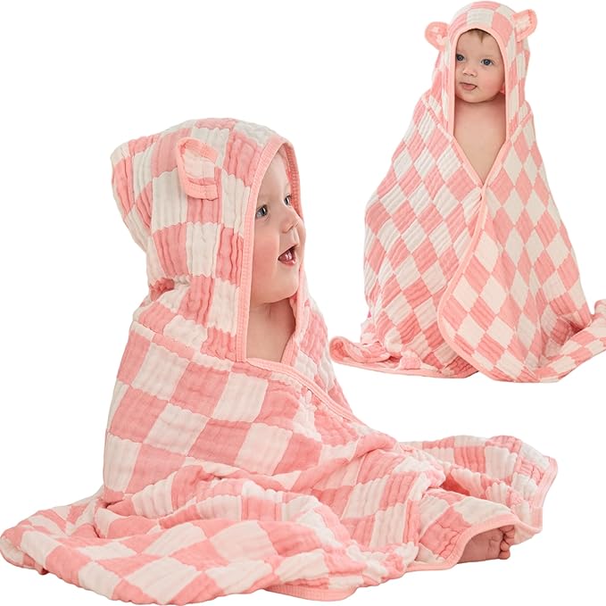 Ultra-Soft Muslin Toddler Hooded Towel - 55 x 28 Inches, Ideal for Bath & Beach, Suitable for Both Boys & Girls from Newborns to Toddlers