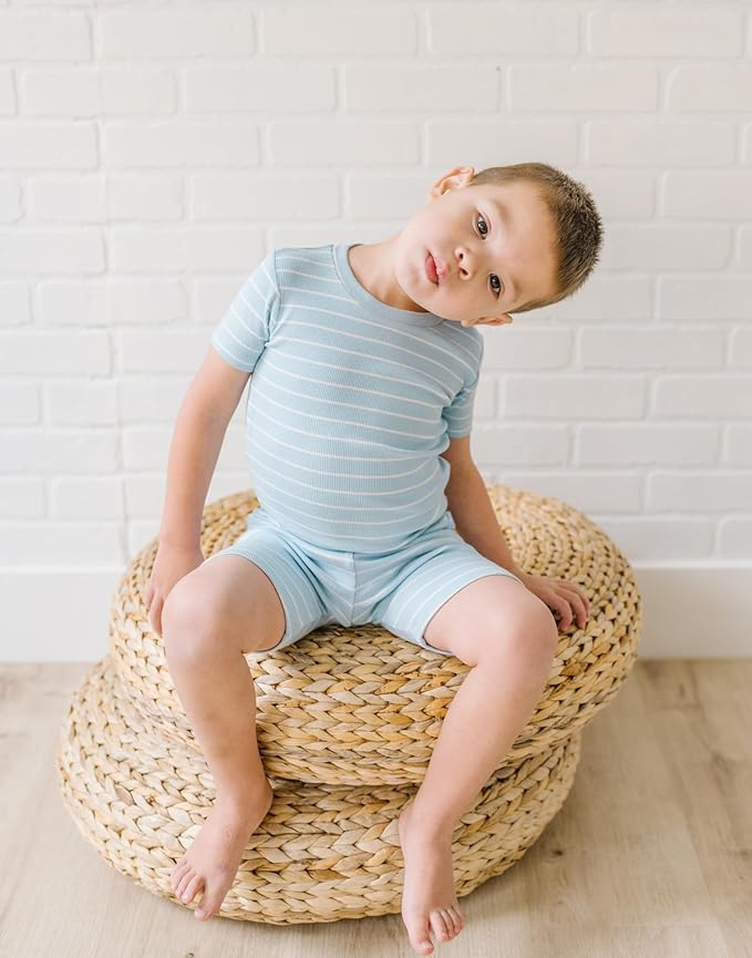 moimoln Stripe Pajamas Set 12M-8Y Ribbed Unisex Baby & Toddler, Soft Viscose, Snug-Fit, Everyday Sleepwear